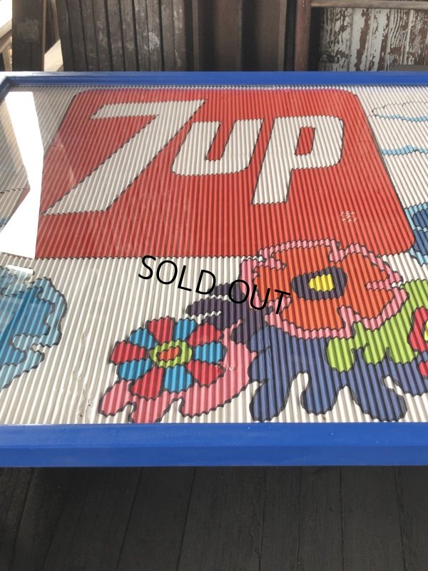 画像14: Vintage 7UP Soda Peter Max Floral Cardboard Store Sign w/Frame (R608)