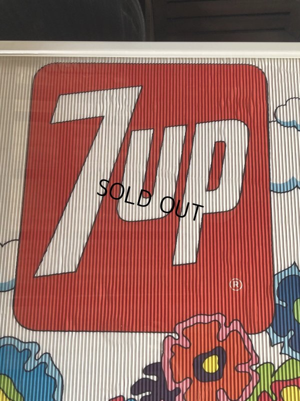 画像15: Vintage 7UP Soda Peter Max Floral Cardboard Store Sign w/Frame (R609)