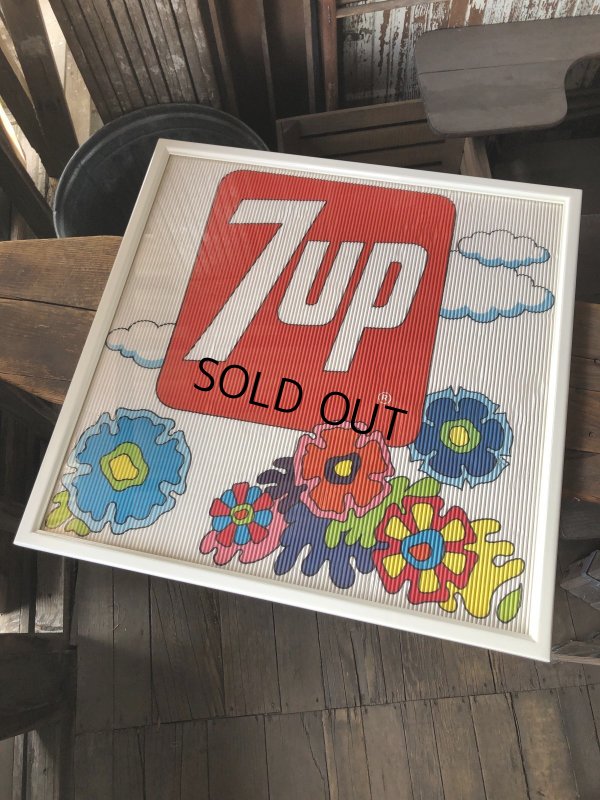 画像5: Vintage 7UP Soda Peter Max Floral Cardboard Store Sign w/Frame (R609)