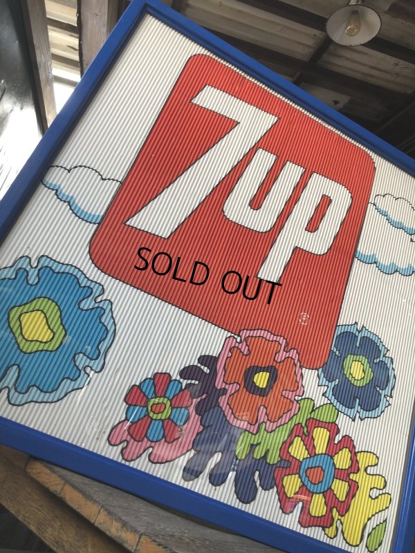 画像2: Vintage 7UP Soda Peter Max Floral Cardboard Store Sign w/Frame (R608)
