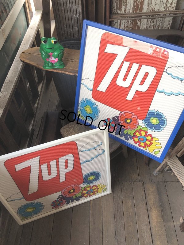 画像18: Vintage 7UP Soda Peter Max Floral Cardboard Store Sign w/Frame (R609)