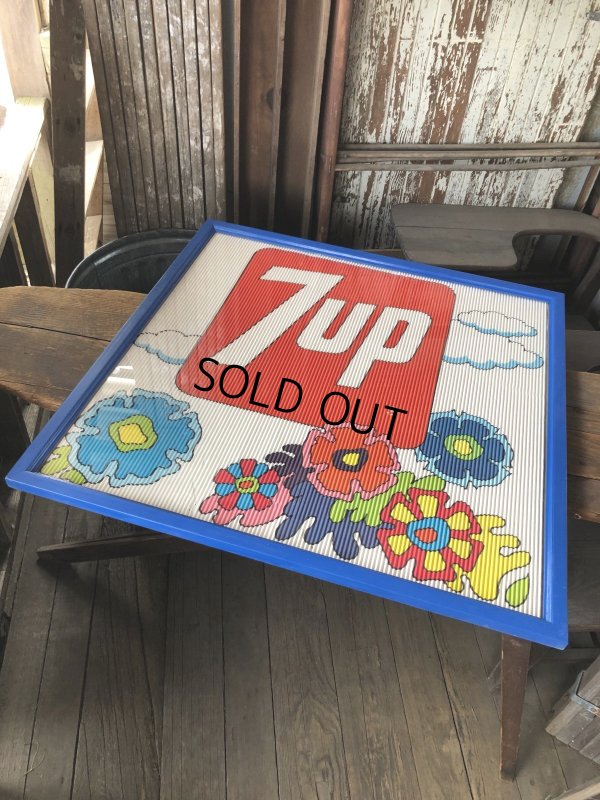 画像7: Vintage 7UP Soda Peter Max Floral Cardboard Store Sign w/Frame (R608)