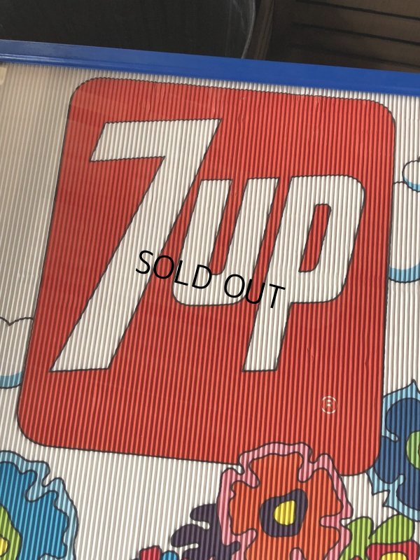 画像10: Vintage 7UP Soda Peter Max Floral Cardboard Store Sign w/Frame (R608)