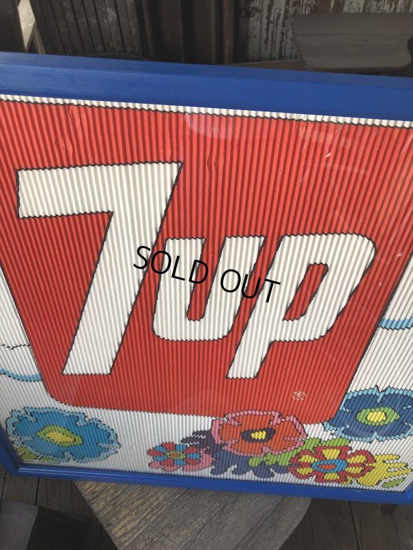 画像4: Vintage 7UP Soda Peter Max Floral Cardboard Store Sign w/Frame (R608)