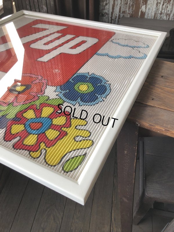 画像7: Vintage 7UP Soda Peter Max Floral Cardboard Store Sign w/Frame (R609)