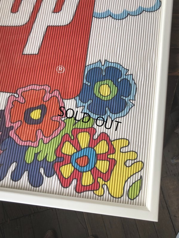 画像11: Vintage 7UP Soda Peter Max Floral Cardboard Store Sign w/Frame (R609)