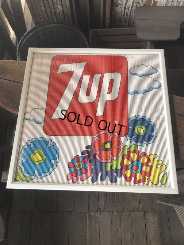 画像16: Vintage 7UP Soda Peter Max Floral Cardboard Store Sign w/Frame (R609)