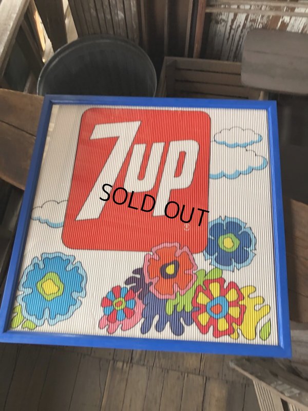 画像21: Vintage 7UP Soda Peter Max Floral Cardboard Store Sign w/Frame (R608)