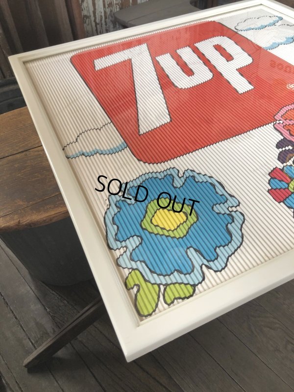 画像8: Vintage 7UP Soda Peter Max Floral Cardboard Store Sign w/Frame (R609)