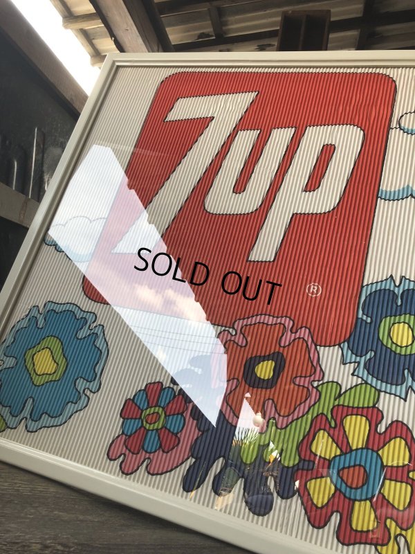画像4: Vintage 7UP Soda Peter Max Floral Cardboard Store Sign w/Frame (R609)
