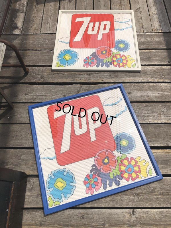 画像22: Vintage 7UP Soda Peter Max Floral Cardboard Store Sign w/Frame (R608)
