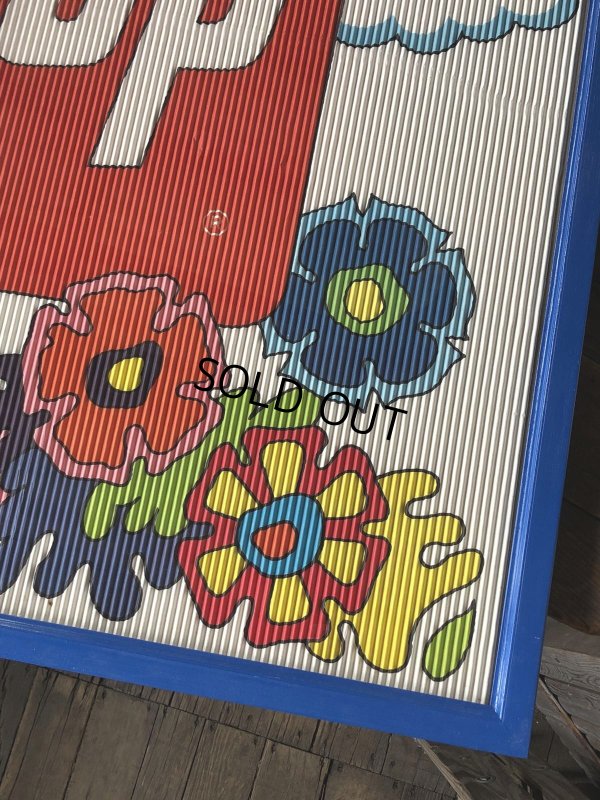 画像12: Vintage 7UP Soda Peter Max Floral Cardboard Store Sign w/Frame (R608)