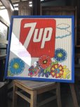 画像1: Vintage 7UP Soda Peter Max Floral Cardboard Store Sign w/Frame (R608) (1)