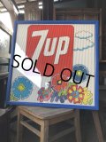 Vintage 7UP Soda Peter Max Floral Cardboard Store Sign w/Frame (R608)