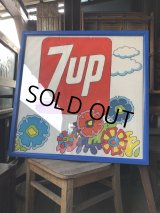 Vintage 7UP Soda Peter Max Floral Cardboard Store Sign w/Frame (R608)