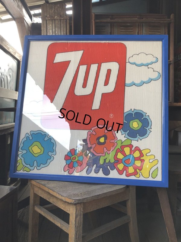 画像1: Vintage 7UP Soda Peter Max Floral Cardboard Store Sign w/Frame (R608)