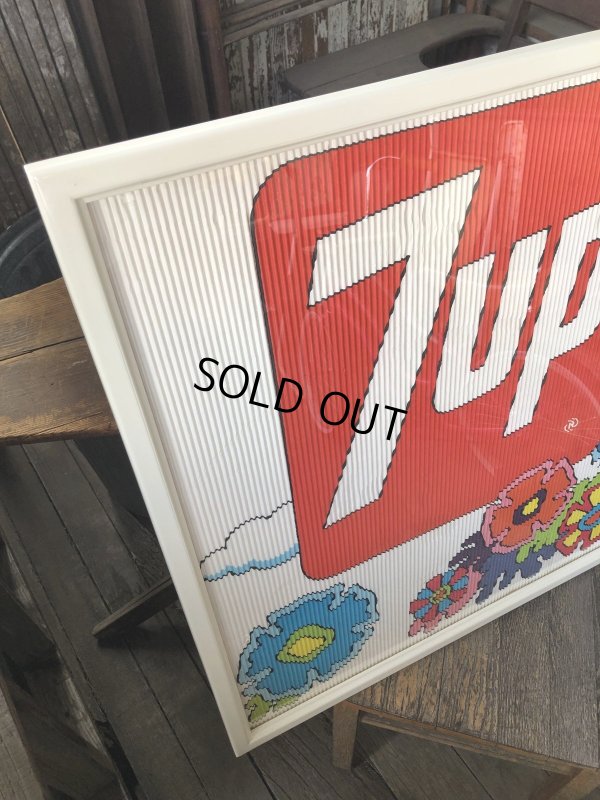 画像2: Vintage 7UP Soda Peter Max Floral Cardboard Store Sign w/Frame (R609)