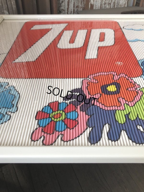 画像6: Vintage 7UP Soda Peter Max Floral Cardboard Store Sign w/Frame (R609)