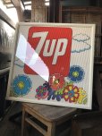 画像1: Vintage 7UP Soda Peter Max Floral Cardboard Store Sign w/Frame (R609) (1)