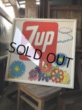 Vintage 7UP Soda Peter Max Floral Cardboard Store Sign w/Frame (R609)