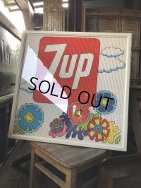 Vintage 7UP Soda Peter Max Floral Cardboard Store Sign w/Frame (R609)