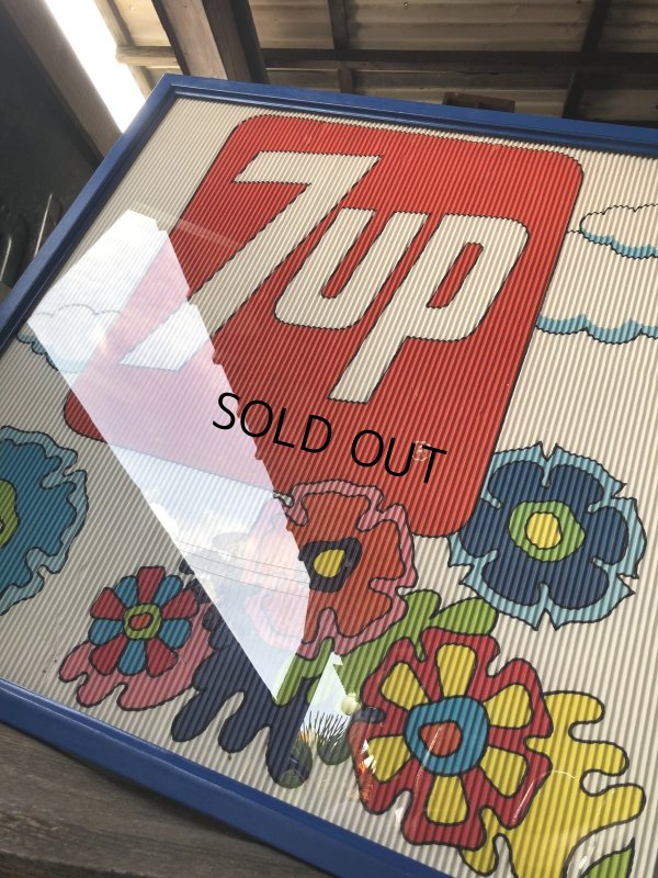 画像6: Vintage 7UP Soda Peter Max Floral Cardboard Store Sign w/Frame (R608)