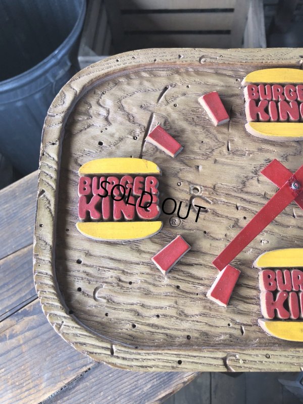 画像7: 70s Vintage BURGER KING Store Display Faux Wood Wall Clock Sign (R610)