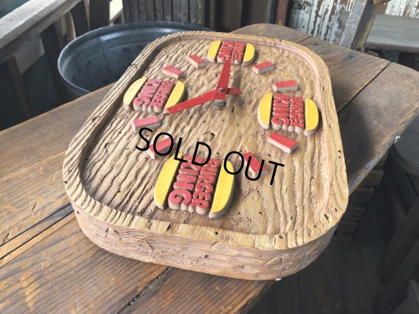 画像5: 70s Vintage BURGER KING Store Display Faux Wood Wall Clock Sign (R610)