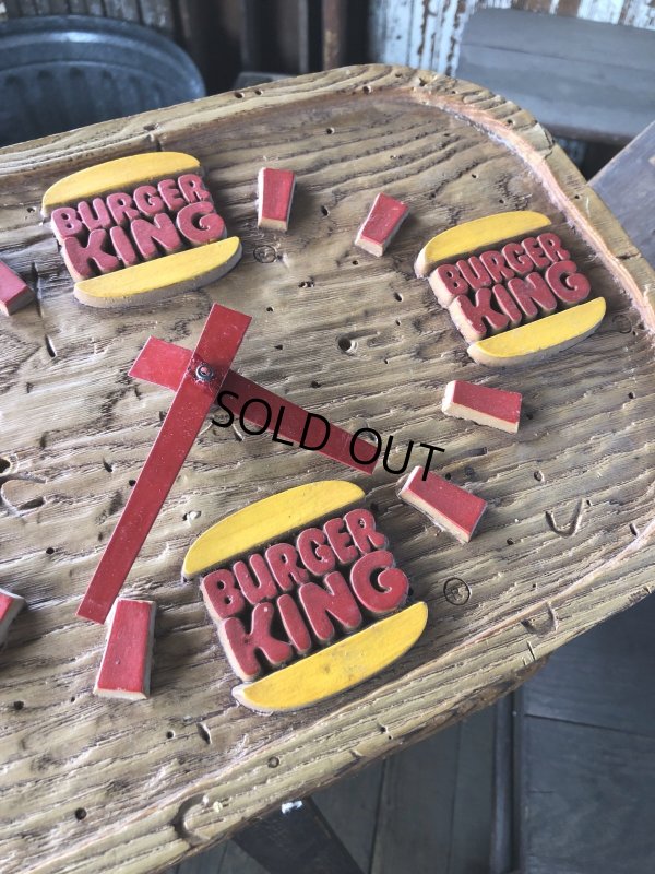 画像8: 70s Vintage BURGER KING Store Display Faux Wood Wall Clock Sign (R610)