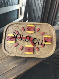 70s Vintage BURGER KING Store Display Faux Wood Wall Clock Sign (R610)