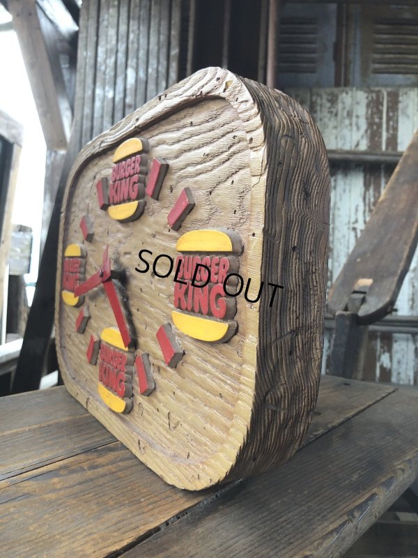 画像2: 70s Vintage BURGER KING Store Display Faux Wood Wall Clock Sign (R610)