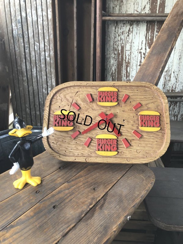 画像11: 70s Vintage BURGER KING Store Display Faux Wood Wall Clock Sign (R610)