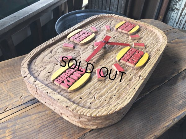画像3: 70s Vintage BURGER KING Store Display Faux Wood Wall Clock Sign (R610)