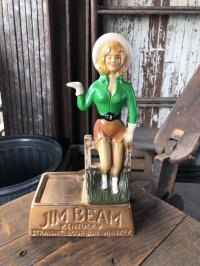 70s Vintage Advertising JIM BEAM Bourbon Whiskey Cowgirl Counter Display Statue (R613)