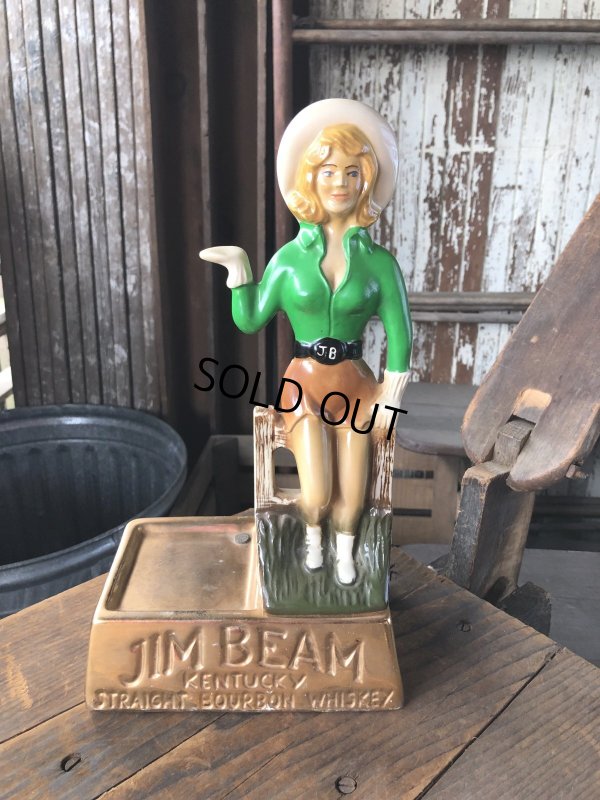画像1: 70s Vintage Advertising JIM BEAM Bourbon Whiskey Cowgirl Counter Display Statue (R613)