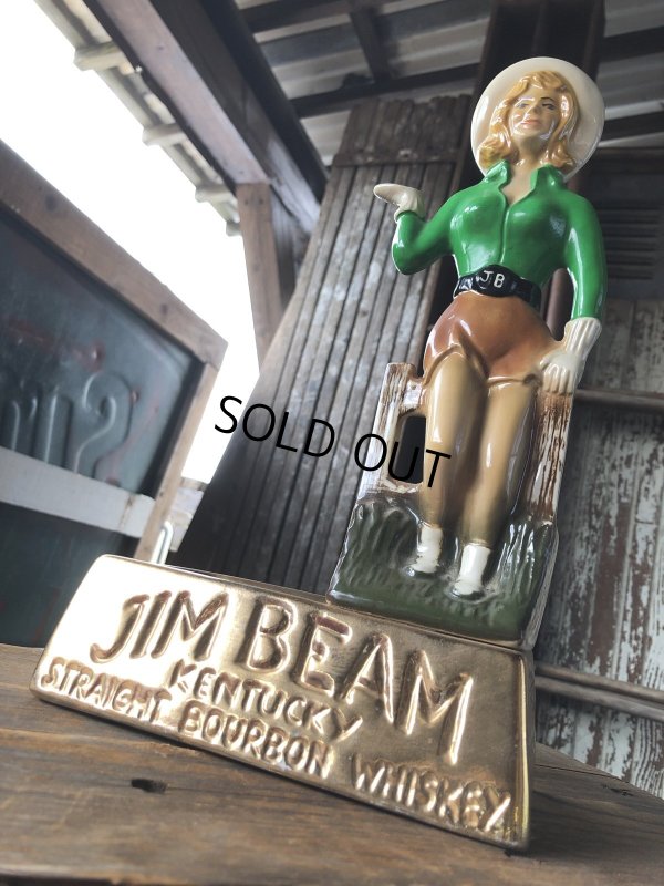 画像16: 70s Vintage Advertising JIM BEAM Bourbon Whiskey Cowgirl Counter Display Statue (R613)