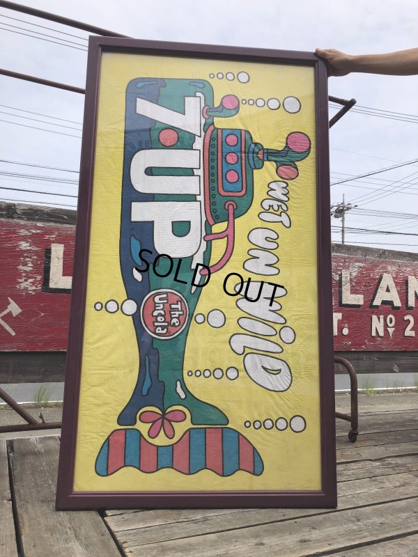 画像15: Vintage 7UP WET UN WiLD Green Bottle Submarine w/Frame 150cm x 82cm Big Size (R616)