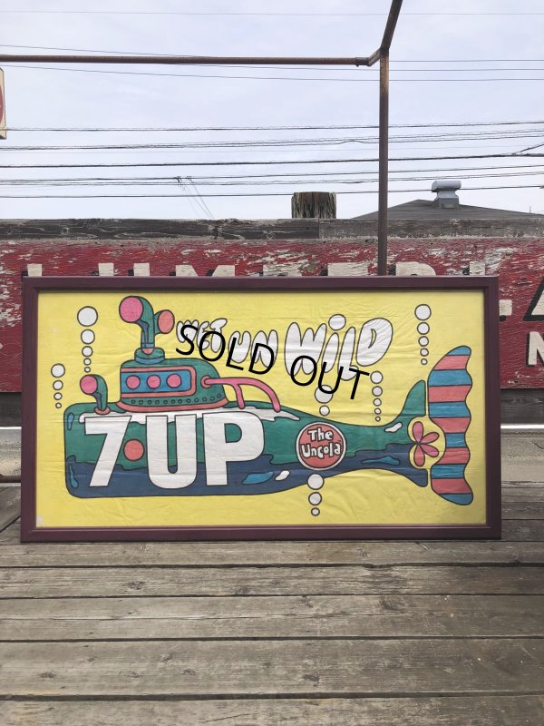 画像2: Vintage 7UP WET UN WiLD Green Bottle Submarine w/Frame 150cm x 82cm Big Size (R616)