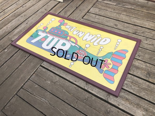 画像14: Vintage 7UP WET UN WiLD Green Bottle Submarine w/Frame 150cm x 82cm Big Size (R616)