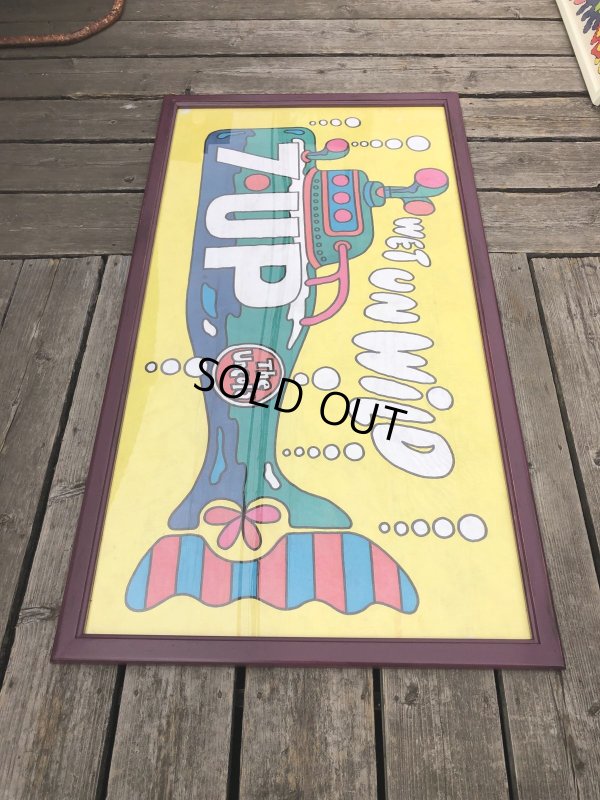 画像7: Vintage 7UP WET UN WiLD Green Bottle Submarine w/Frame 150cm x 82cm Big Size (R616)