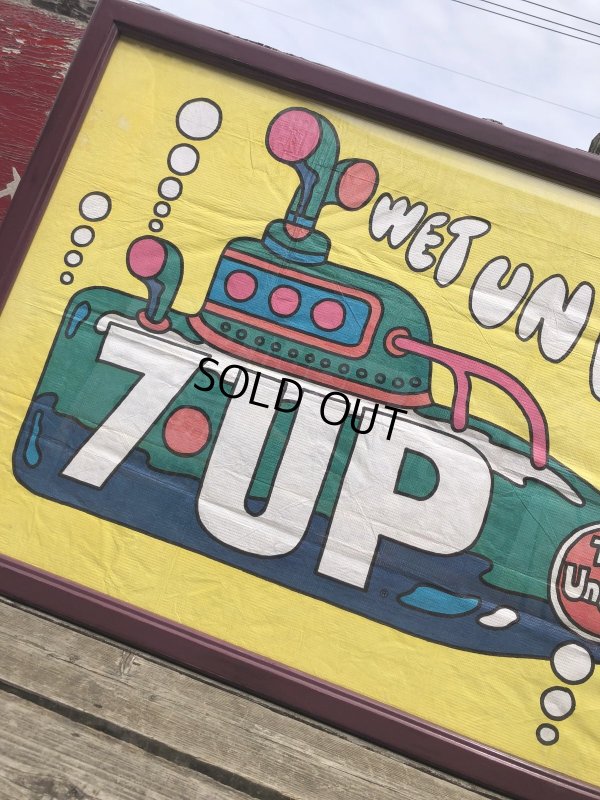 画像8: Vintage 7UP WET UN WiLD Green Bottle Submarine w/Frame 150cm x 82cm Big Size (R616)
