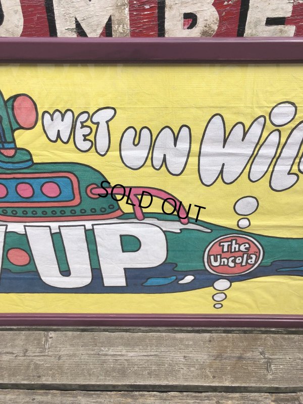 画像4: Vintage 7UP WET UN WiLD Green Bottle Submarine w/Frame 150cm x 82cm Big Size (R616)