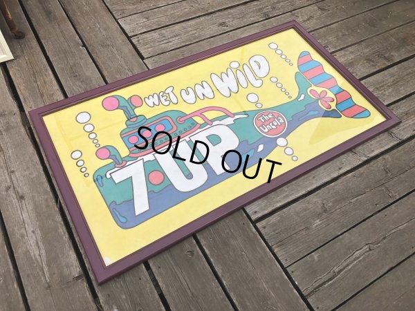 画像13: Vintage 7UP WET UN WiLD Green Bottle Submarine w/Frame 150cm x 82cm Big Size (R616)