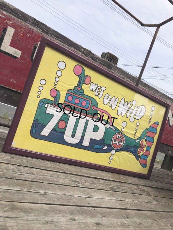 画像6: Vintage 7UP WET UN WiLD Green Bottle Submarine w/Frame 150cm x 82cm Big Size (R616)