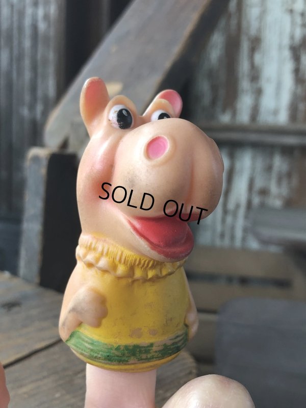 画像7: 70s Vintage Rushton NEW ZOO REVUE Henrietta the Hippo Finger Puppet (R639)
