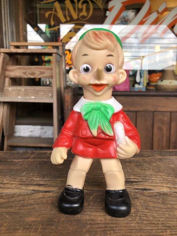 画像1: 60s〜 Vintage Ledraplastic Ledra Disney Pinocchio Squeak Rubber Toy 23cm (R669)