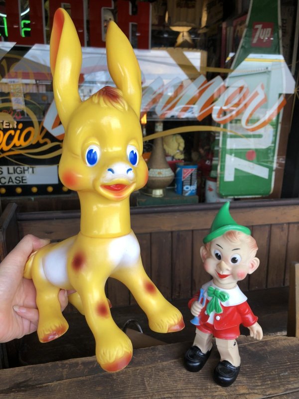 画像1: 60s Vintage Ledraplastic Ledra Disney Pinocchio Lampwick Donkey Squeak Rubber Toy 37cm (R670)