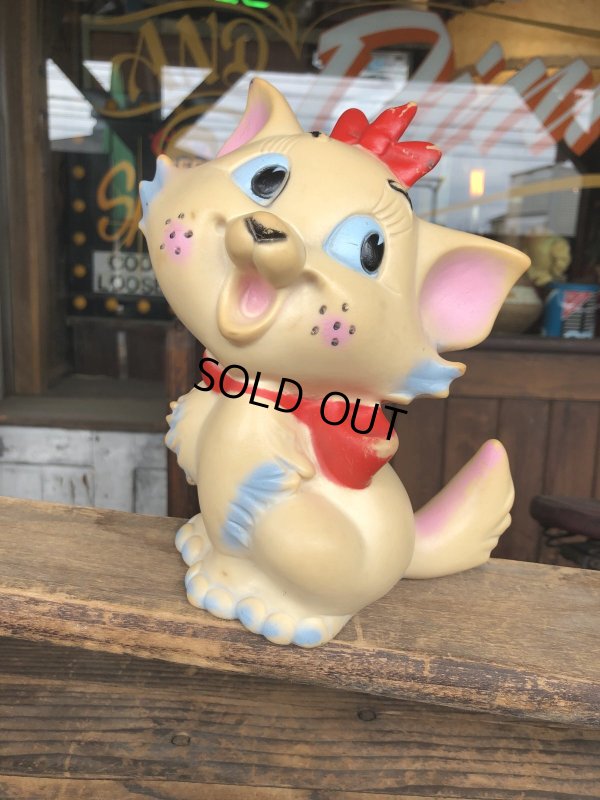 画像1: 60s Vintage Ledraplastic Ledra Disney The Aristocats Marie Squeak Rubber Toy (R670)