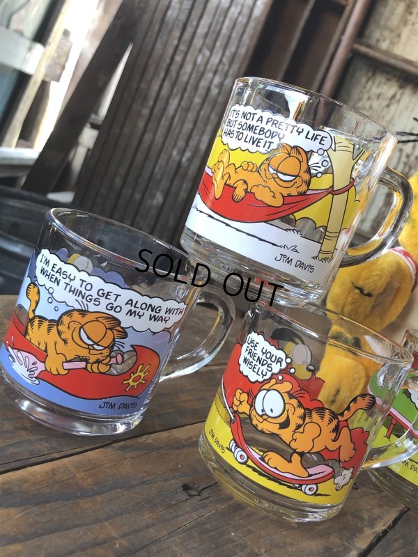 画像12: 80s Vintage ANCHOR HOCKING Glass McDonald's GARFIELD Mug Cup SET (R706)