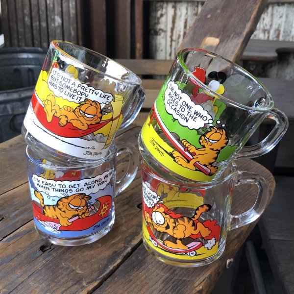 画像6: 80s Vintage ANCHOR HOCKING Glass McDonald's GARFIELD Mug Cup SET (R706)